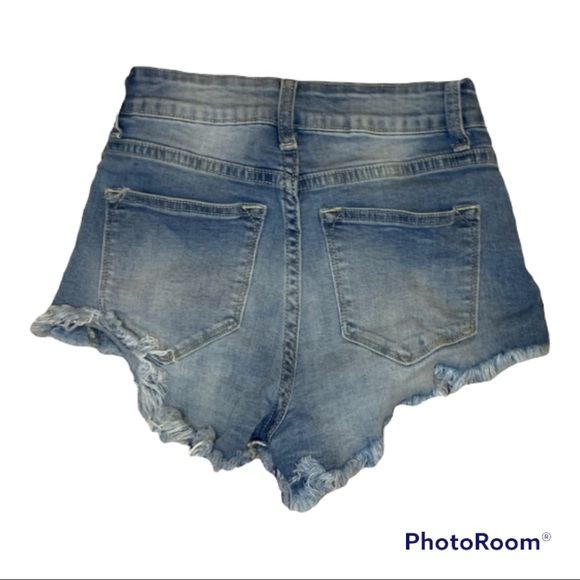 Kancan High Waist, High Cut Medium Wash Shorts - Picture 2 of 3